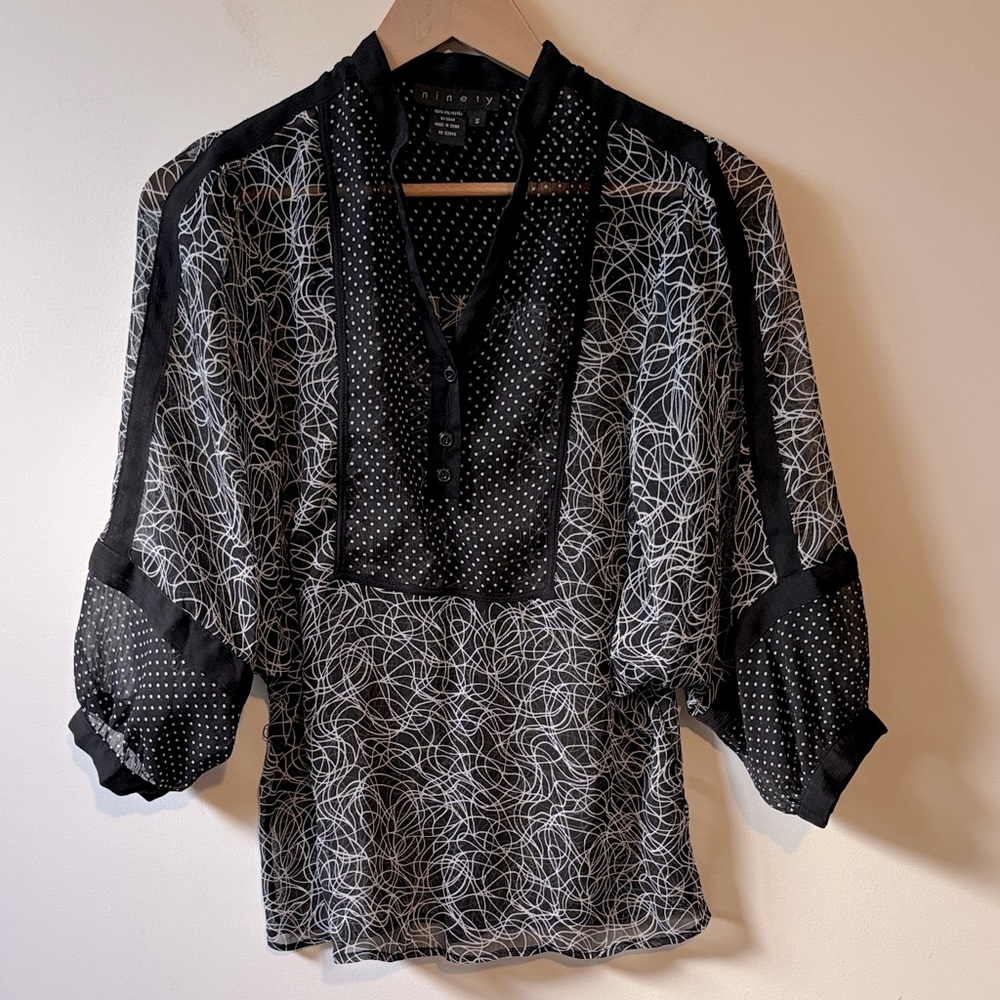 Ninety Black and White Patterned Blouse